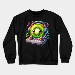 Kawaii Kiwi Fruit DJ Crewneck Sweatshirt